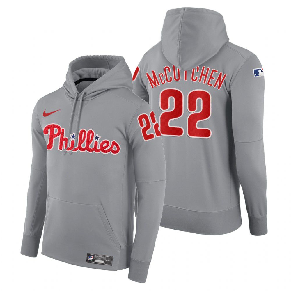 Men Philadelphia Phillies #22 Mccutchen gray road hoodie 2021 MLB Nike Jerseys